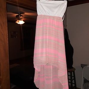 High low strapless dress